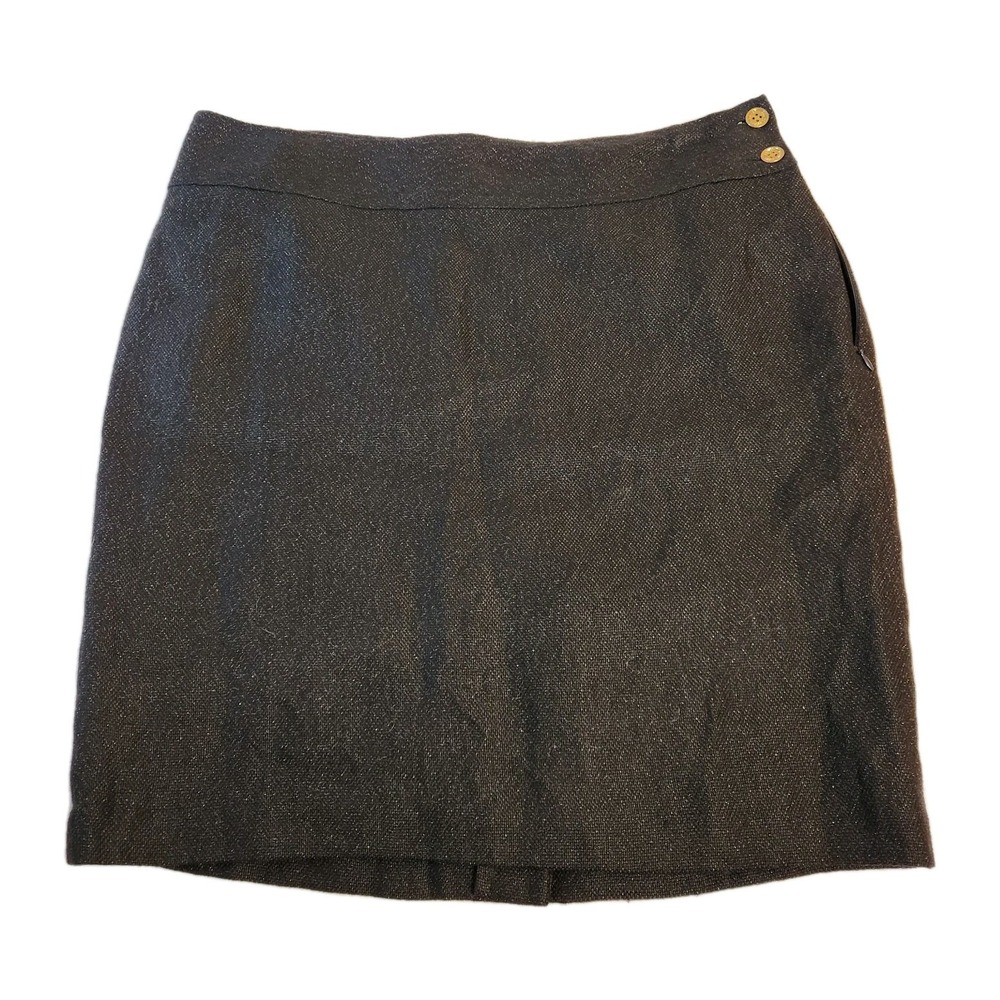 Lauren‎ Ralph Lauren Womens 16 Linen Pencil Skirt Brown Metallic Sheen Classic
